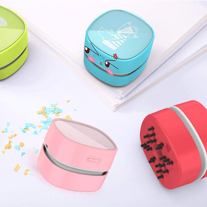 ODISTAR Desktop Vacuum Cleaner,Mini Table dust Sweeper Energy Saving,High Endurance up to 400 mins,Cordless&360º Rotatable Design for Cleaning Hairs,Crumbs,Computer Keyboard of Gifts for Kids (Pink) Pink