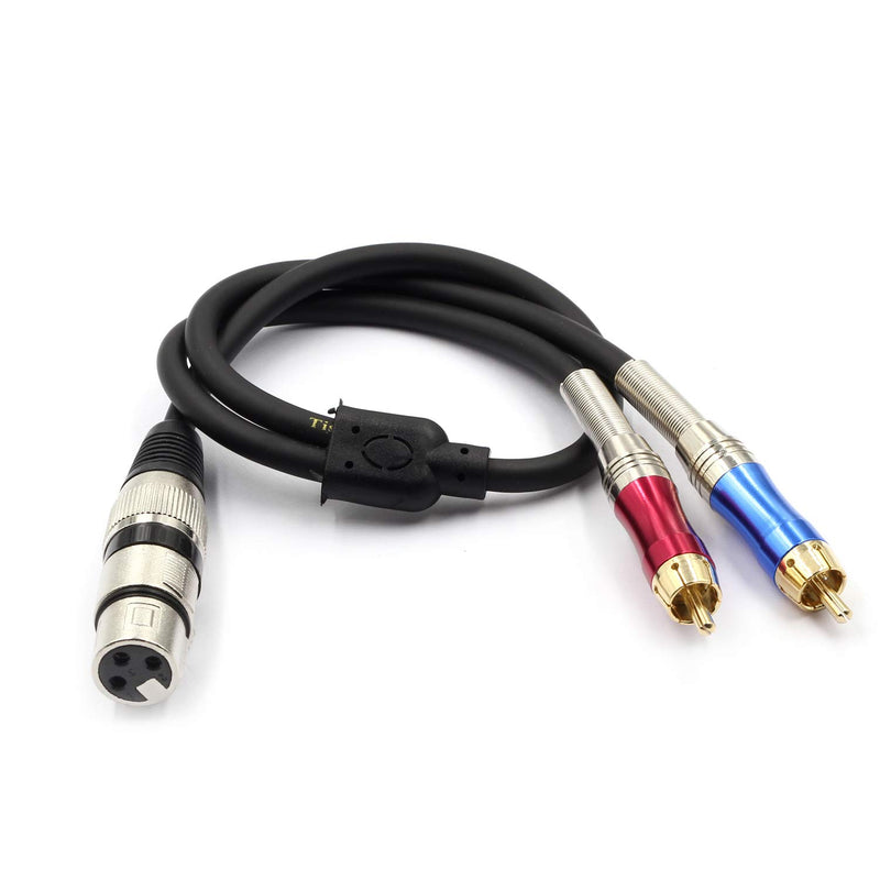 TISINO XLR to RCA Y-Cable, XLR Female to Dual RCA Adapter Y-Splitter Duplicator Lead Unbalanced Stereo Audio Interconnect Cable -1.6 feet/50cm 1.6 feet