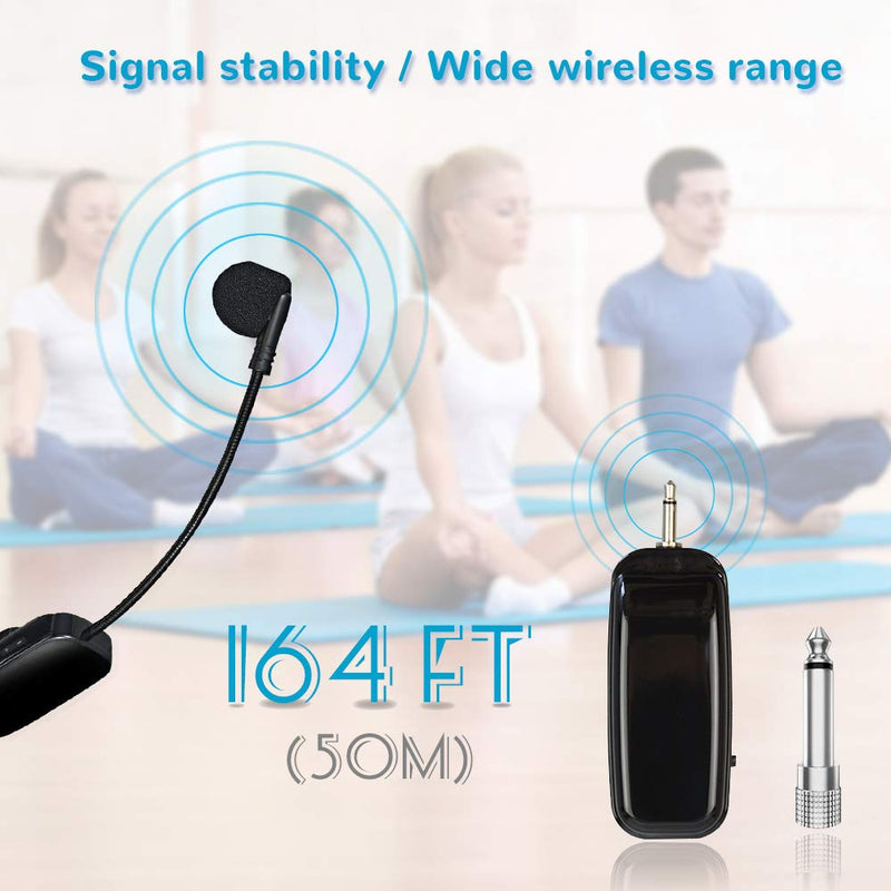 [AUSTRALIA] - Wireless Microphone Headset, 2.4G Wireless Headset Mic System, 160ft Range, Headset Mic and Handheld Mic 2 in 1, 1/8''＆1/4'' Plug, for Speakers, Voice Amplifier, PA System-Not Supported Phone, Laptop 