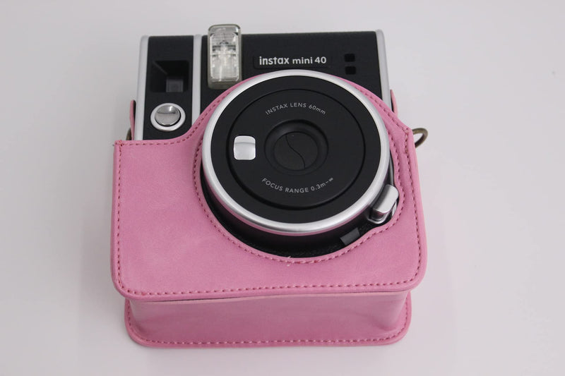 BolinUS Premium PU Leather Fullbody Camera Case Bag Cover for Fujifilm Fuji Instax Mini 40 with Neck Strap (Pink) Pink