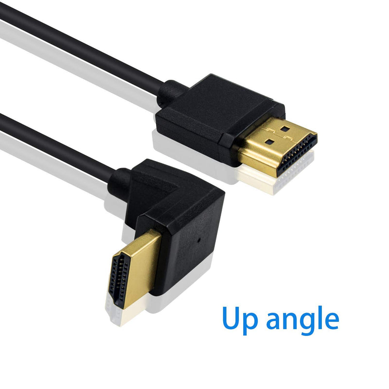 Duttek 4K HDMI Cable, HDMI to HDMI Cable, Extreme Thin UP Angled HDMI Male to Male Extender Coiled Cable for 3D and 4K Ultra HD TV Stick HDMI 2.0 Cord Extension Converter(HDMI Extender) (1.2M/4FT) UP Angled 1.2M