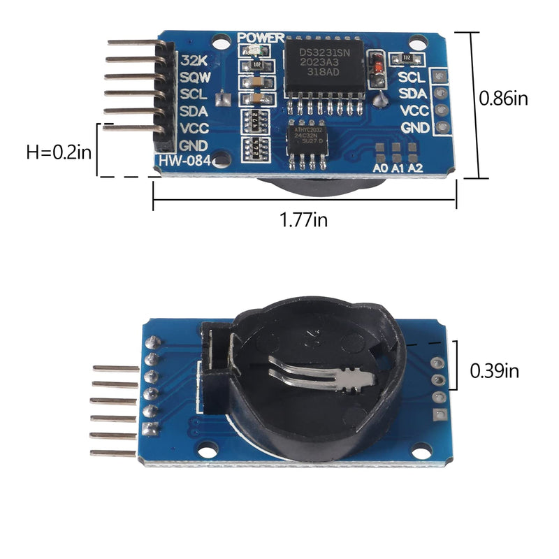 Alinan 5pcs DS3231 AT24C32 Clock Module IIC RTC Module High Precision Real Time Clock Module Memory Board Beats Replace DS1307 I2C RTC Board for Arduino (Without Battery) Without Battery 5