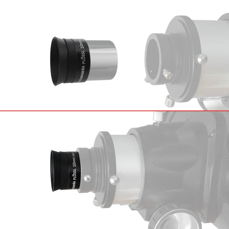 Astromania 1.25" 10mm Plossl Telescope Eyepiece - 4-Element Plossl Design - Threaded for Standard 1.25inch Astronomy Filters
