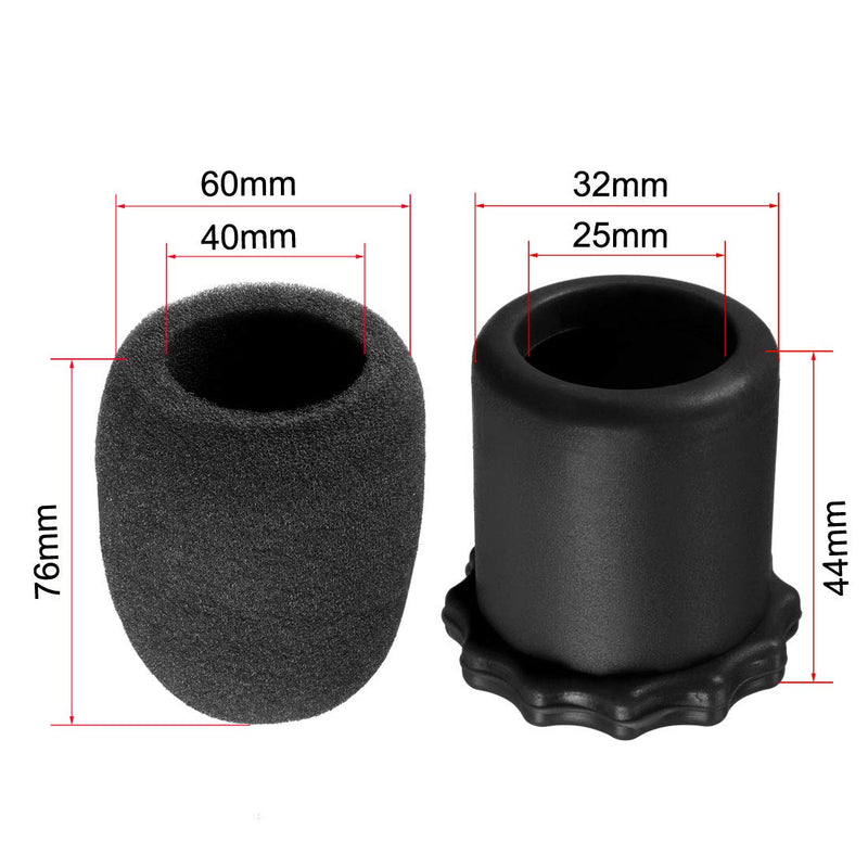 uxcell 4PCS Wireless Handheld Microphone Protective Kit Black Anti-Rolling Slip Holder Sponge Foam Mic Cover Bottom Rod Sleeve Holder