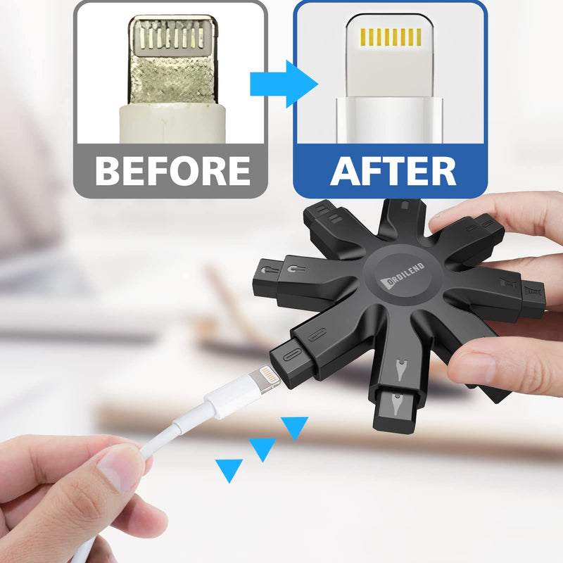 Ordilend iPhone Cleaning Kit,Charging Port Cleaning for Phone iPad Watch, Repair & Restore Cleaner for iPhone Speaker & Lightning Charger Cables, Upgrade Snowflake Cell Phone Cleaning Kits Snow Black