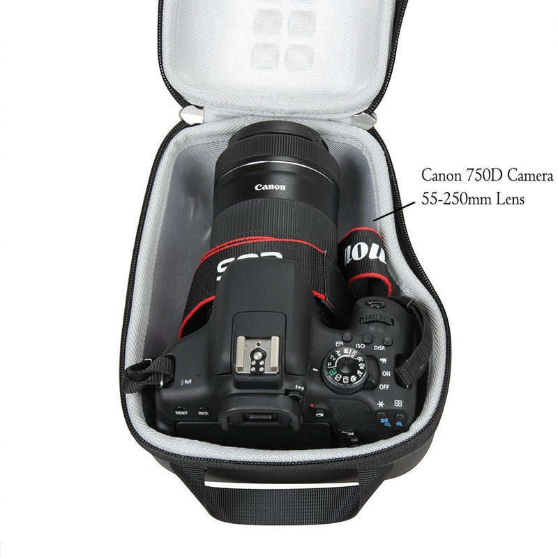 Hard Storage Carrying Travel Case Bag for Canon EOS T7 T8i 2000D 80D 70D 60D Rebel T6 1300D T6s 760D T6i 750D T5 1200D T5i 700D T4i 650D T3i 600D T3 1100D 18-200mm, 18-135mm, 15-85mm, 55-250mm DSLR Lens Kit by Hermitshell