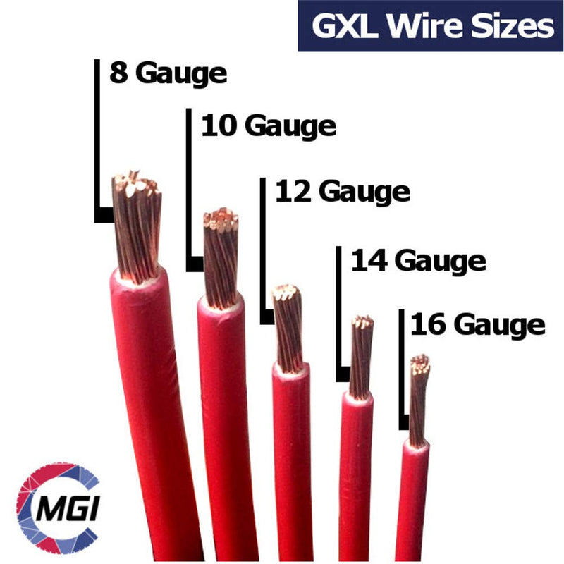 MGI SpeedWare Automotive Primary Wire, Stranded Copper, Cross-Linked High-Temperature GXL - 25ft (10 Gauge, Red) 10ga - 25ft