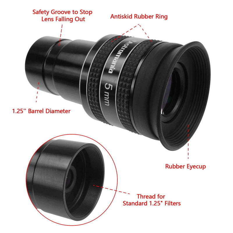 Astromania 1.25" 5mm 58-Degree Planetary Eyepiece for Telescope