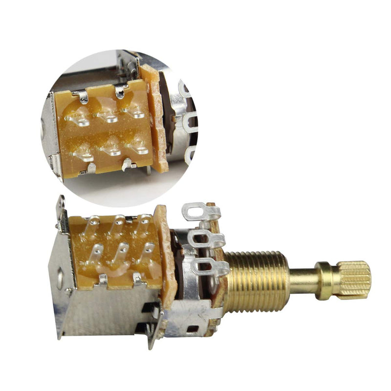 FLEOR 2pcs A250K Push Push Guitar Pots Audio Taper Potentiometers Long Copper Split Shaft Long Shaft
