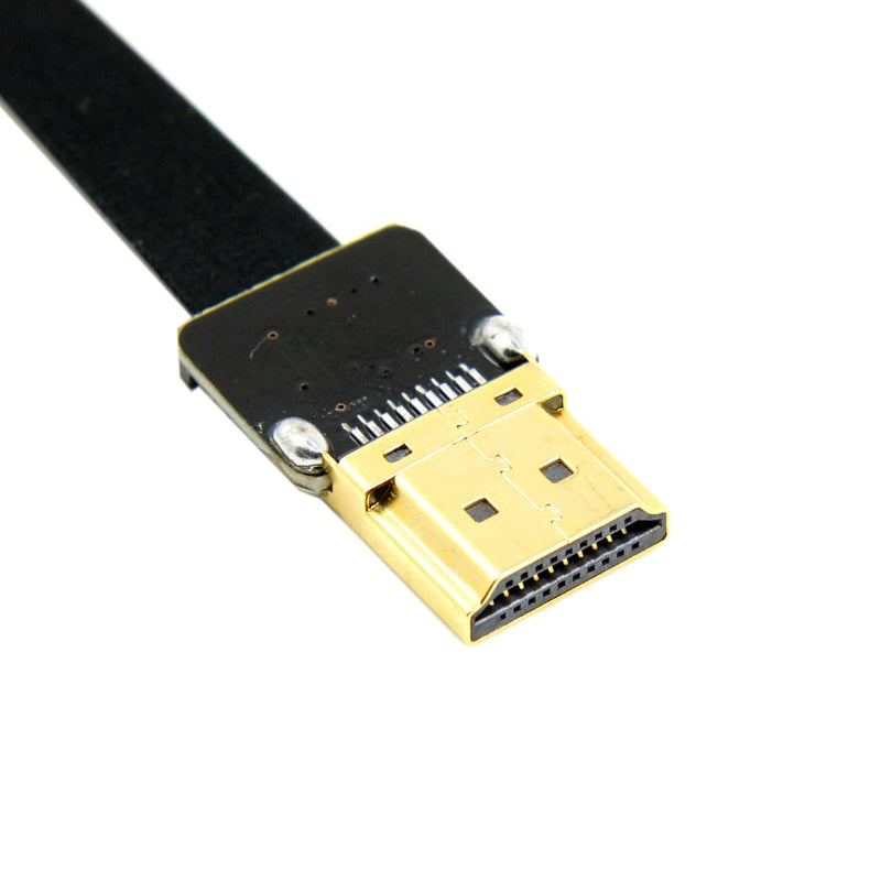 Cablecc FPV HDMI Male to Down Angled 90 Degree HDMI Male HDTV FPC Flat Cable 20cm for Multicopter Aerial Photography