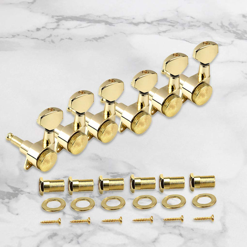 FLEOR Golden 6-in-line Locking Tuners Guitar Tuning Pegs 6L Machine Head Keys for Electric or Acoustic Guitar