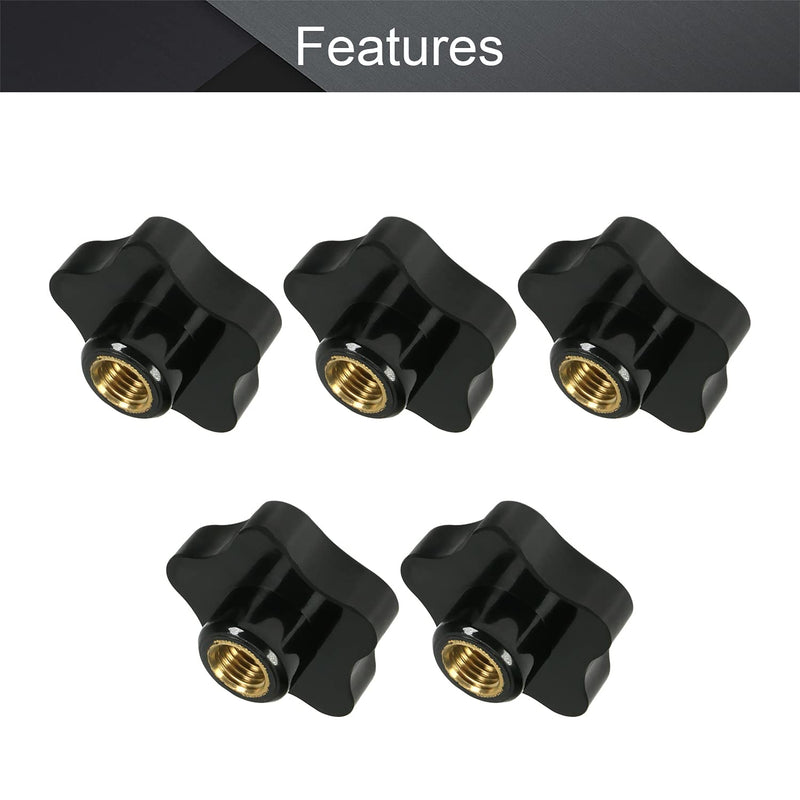 Othmro 5Pcs Star Lock Nut Knobs, M16x65mm Female Thread Replacement Star Hand Screw Tightening Knobs Tightening Screws Handle Star Knob Quick Removal Replacement Parts for Saws Drill Black