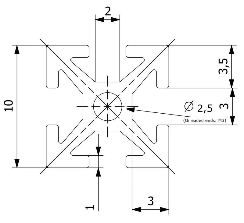 MakerBeam 150x10x10mm Beam, Clear anodised (Pack of 6)