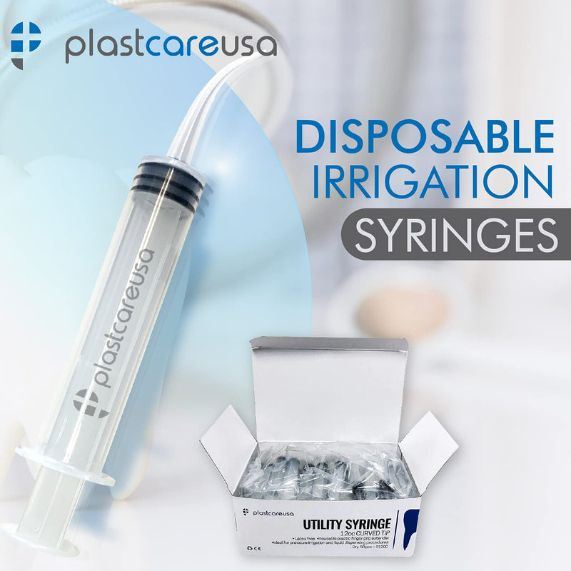 Box of 50 Curved Tip 12cc Irrigation Syringes Disposable Dental Utility