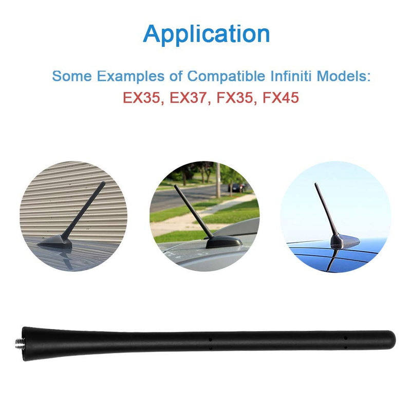 KSaAuto 7 Inch Short Antenna Fits for Infiniti EX35 EX37 FX35 FX45 QX70 QX60 JX35 FX37 | Flexible Rubber Rear Top Antenna Replacement | Designed for Optimized FM/AM Reception