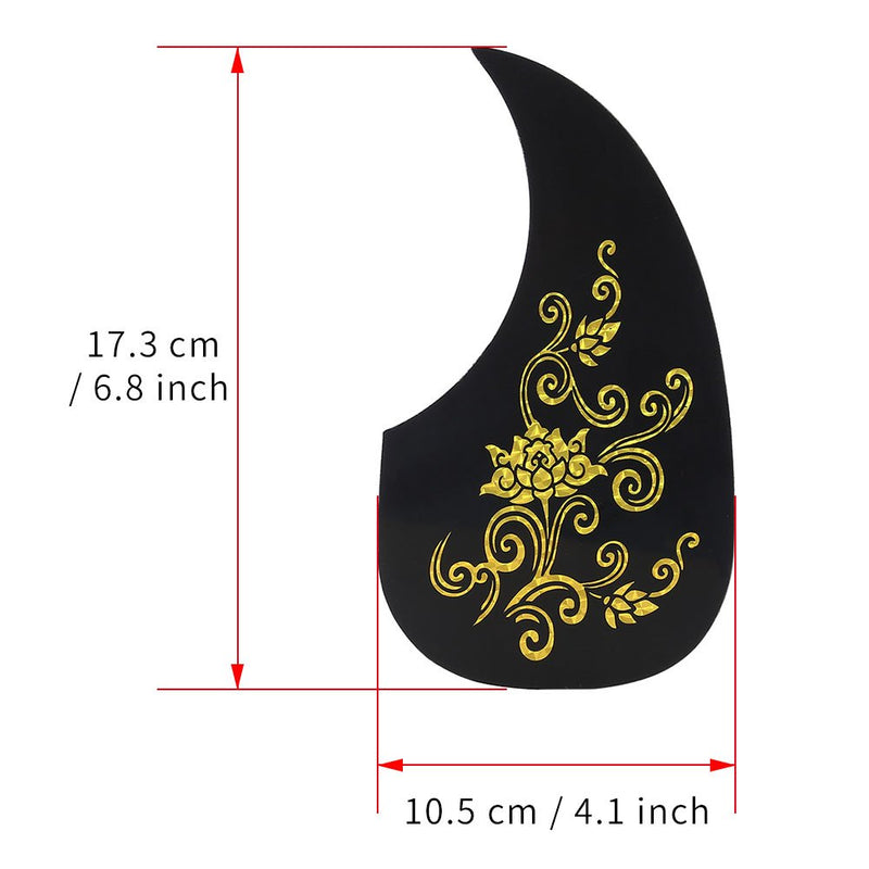 Dilwe 2Pcs Guitar Pickguard Sticker, Comma Shape Pick Guard for Acoustic Guitar Accessory (Gold Vine)