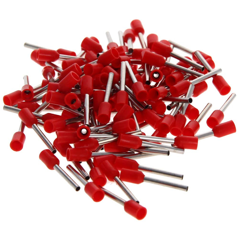 Fielect 1000pcs AWG20/0.75mm² Wire Copper Crimp Connector Insulated Ferrule Pin Cord End Terminal Brass for VE7512 Model 18.4mm Long Red VE7512;red