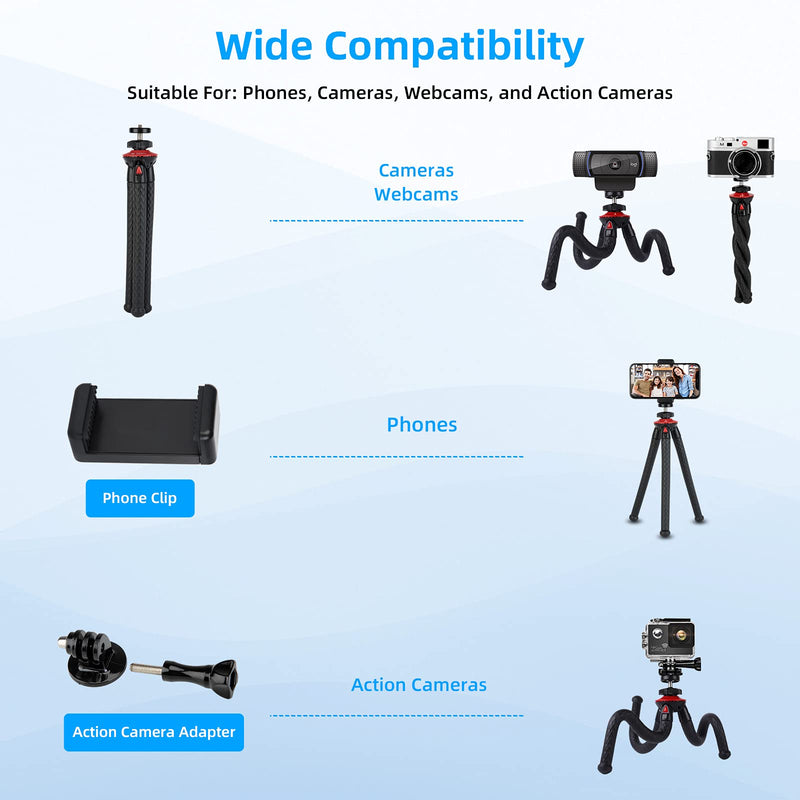 Mini Tripod for Camera/Phone/Webcam, NexiGo Flexible Camera Tripod Stand, Compatible with NexiGo Logitech Webcam C920 C922 Brio iPhone/Android/Camera, Vlogging/Live Streaming (Black)