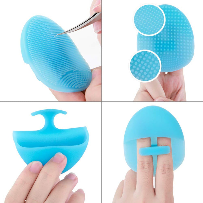Super Soft Silicone Face Cleanser and Massager Brush Manual Facial Cleansing Brush Handheld Mat Scrubber For Sensitive, Delicate, Dry Skin (Pack of 4) 4 Mix Color