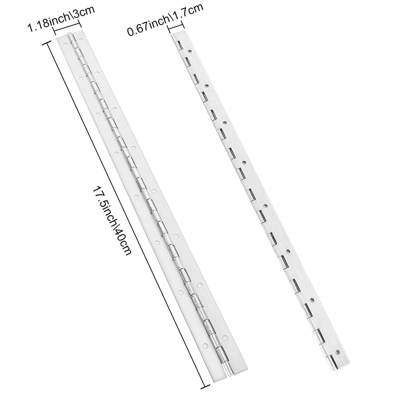 2 PCS Stainless Steel 304 Piano Hinge, 16 Inch Heavy Duty Continuous Hinge, 0.04" Thickness Fixing Folding Continuous Piano Hinge