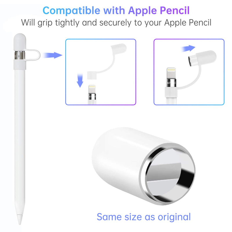 Magnetic Replacement Cap and Charger Adapter for Apple Pencil 1st Generation (with Silicone Protective Cap Holder)