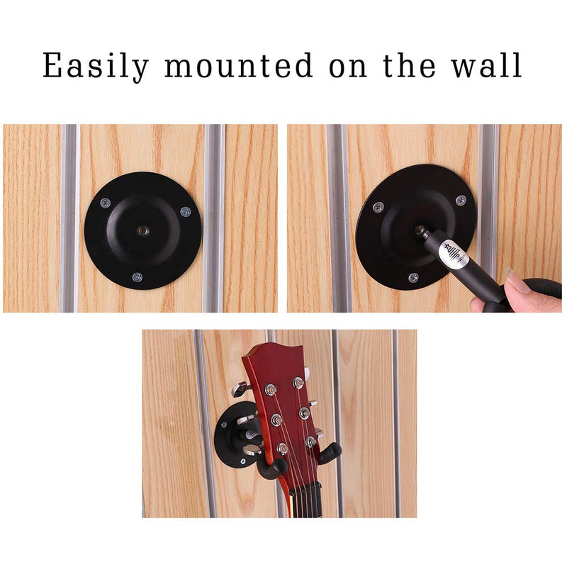 HONESTY Guitar Hanger, 4-Pack,for Wall Hangers, Premium Guitar Hooks Perfectly Displayed in Music Retail Stores/Bedrooms/Bars, Black short 4pack