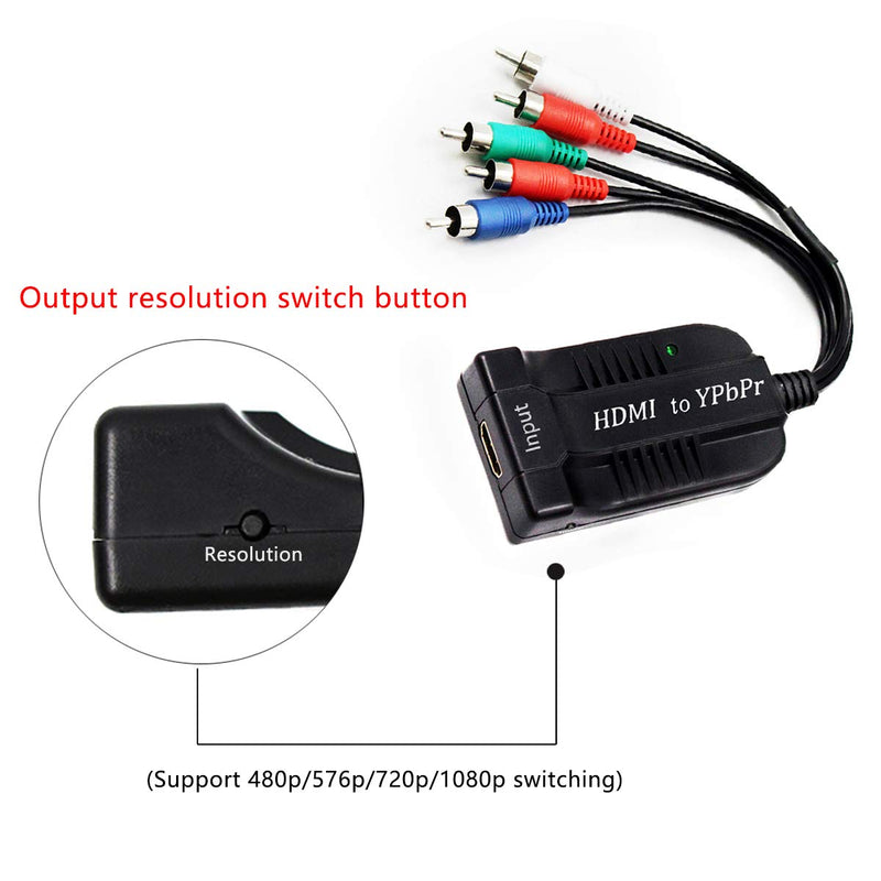 1080P HD Clear HDMI to Scaler Male RGB Component YPbPr Video and R/L Audio Scaler Adapter Converter