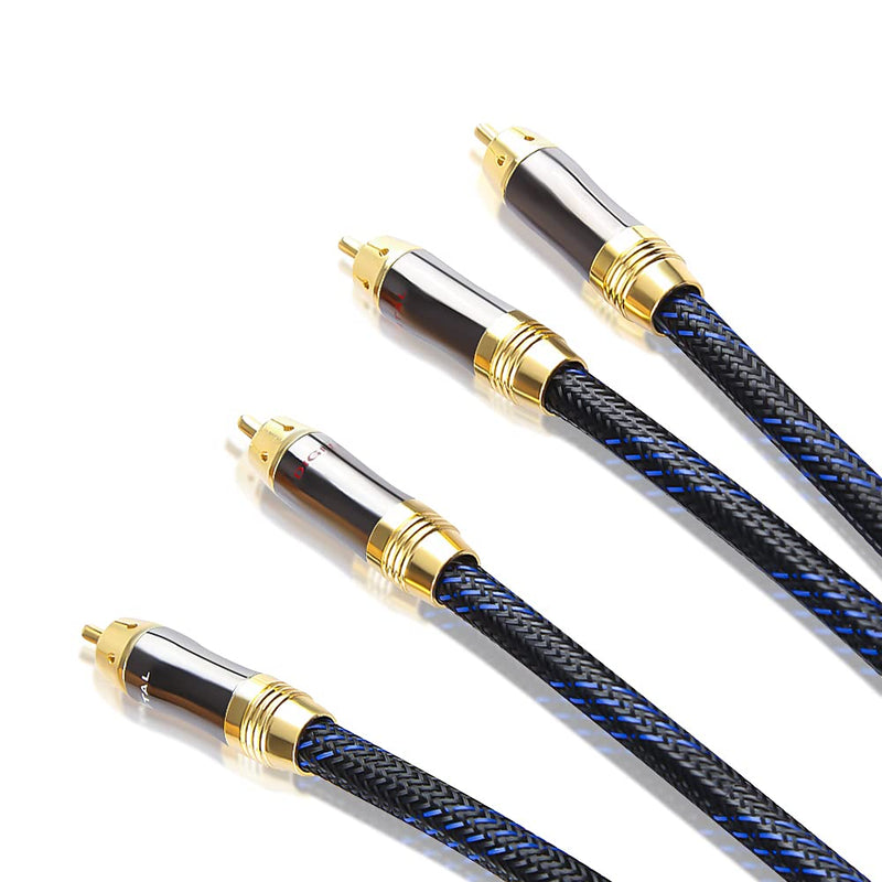 KUYIOHIFI Dual 2RCA Male to 2RCA Male Stereo Audio Cable, Double-Shielded (OD 8.0mm), for Amplifiers, AV Receivers, Hi-Fi System (4 Feet) 4 Feet