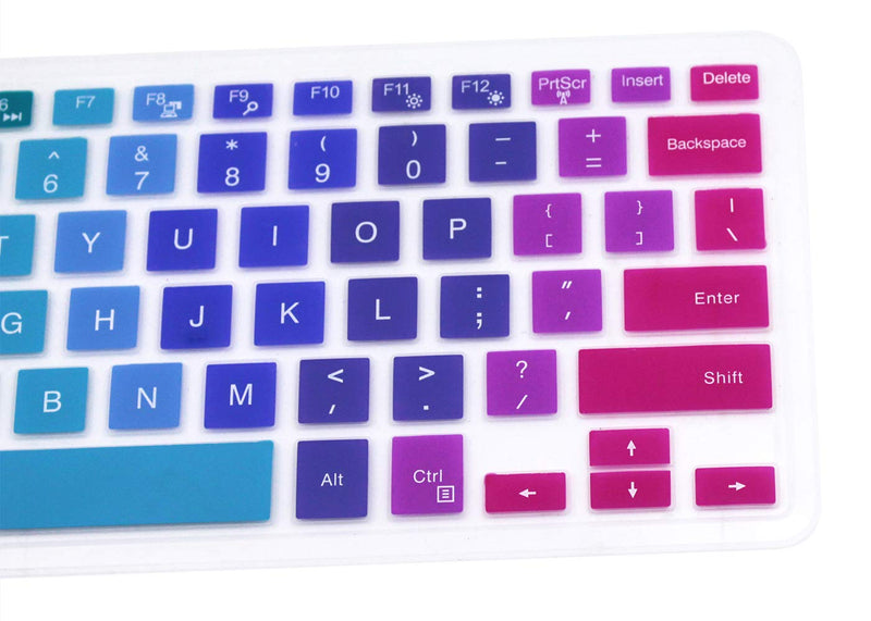 Silicone Keyboard Cover Skin Compatible with 13.3" Dell Inspiron 13 5000 7000 Series 5368 i5378 7370 7373 7368 7378 & 15.6" Dell Inspiron 15 5568 5578 7568 7570 7573 (NO Numeric Keypad) (Rainbow) Rainbow