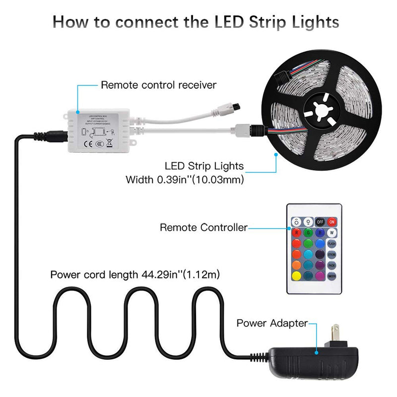 [AUSTRALIA] - XBUTY 16.4FT RBG SMD 5050 LED Strip Lights, Operate via Remote Controller or APP, Music Sync with Color Changing. Ideal for Home, Bars and Christmas Trees Decoration (16.4ft LED Strip Lights) 16.4ft LED Strip Lights 