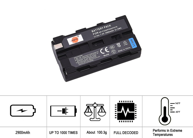 DSTE 2 Pack NP-F550 Battery + Travel Charger Compatible for Sony NP-F770,NP-F750,NP-F970,CCD-TR200,CCD-TR205,CCD-TR215 Camera,PT-176S CN-160 OE-160 CN-216 LED Video Light