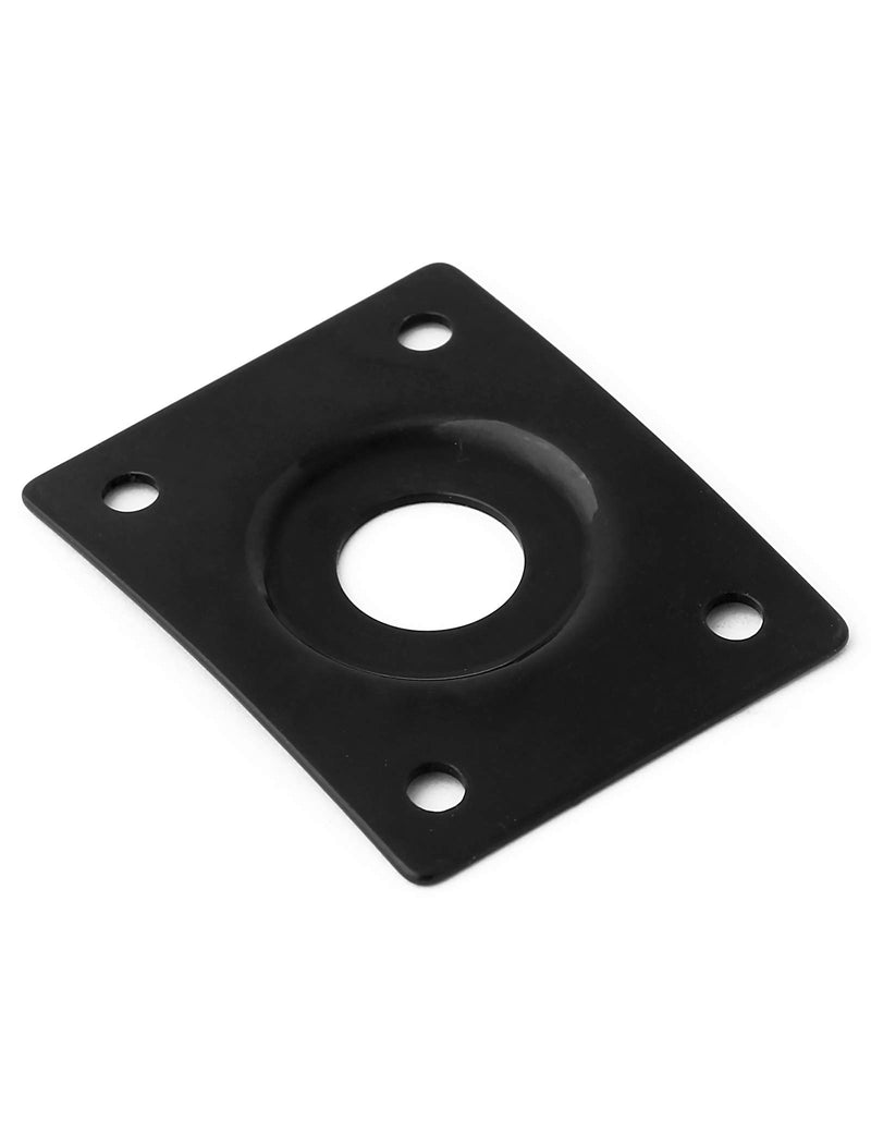 Holmer Guitar Jack Socket Plate Curved Recessed Rectangle Style Output Jack Plate Compatible with Les Paul LP Tele Style Electric Guitar or Bass Guitar Parts with Screws Black.