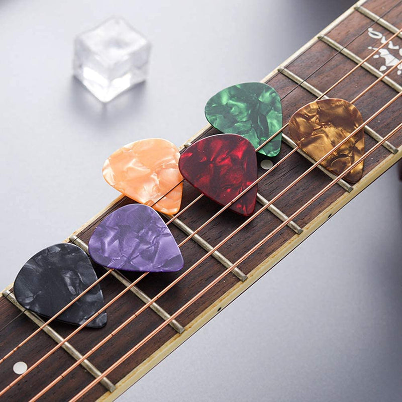 Voarge 16Pcs Celluloid Guitar Picks, Plectrums for Acoustic, Bass, Electric Guitar, (0.46mm-1.2mm), Random Color