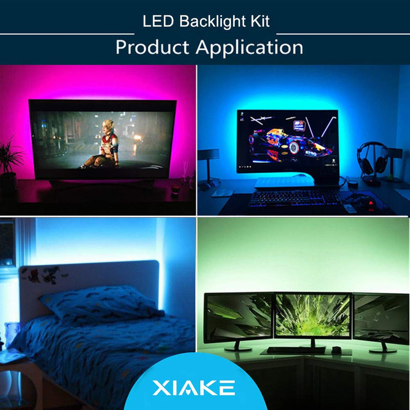[AUSTRALIA] - XIAKE LED Strip Lights USB Powered with Mini Controller Flexible Waterproof RGB for TV/PC/Laptop/Background Lighting(3.3ft) Rainbow-mini Controller 3.3ft 