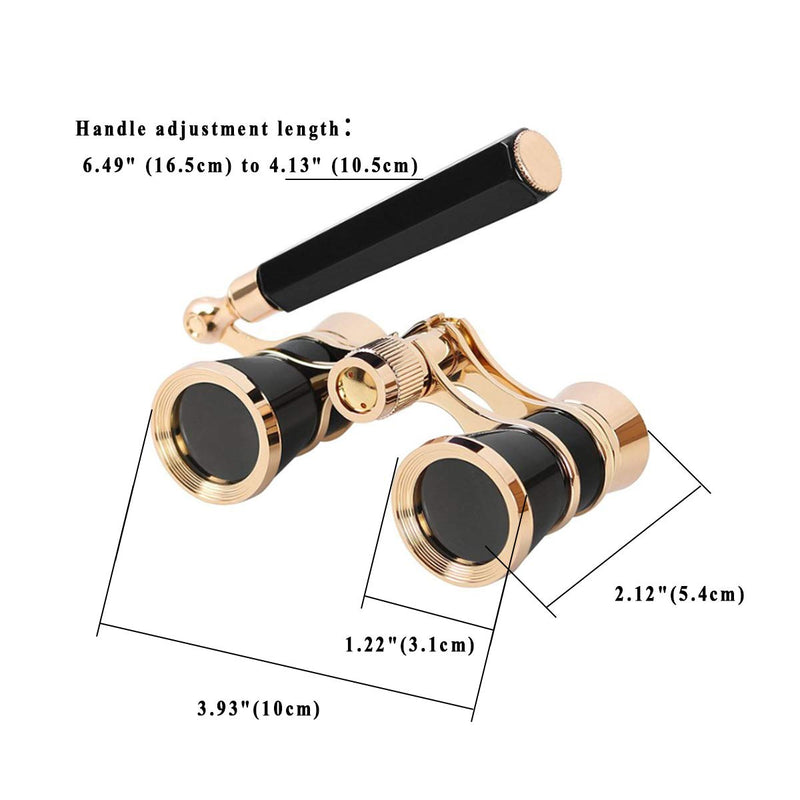 Aroncent Opera Glasses Binoculars 3X25 Theater Glasses Mini Binocular Compact with Adjustable Handle for Adults Kids Women in Opera Musical Concert black