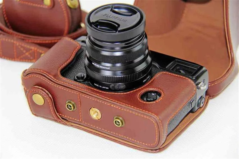 [AUSTRALIA] - X-Pro2 X-Pro 3 Case, BolinuUS Genuine Real Leather Camera Case Bag Cover for Fuji X-Pro2 Fujifilm X Pro2 X-Pro3 XPro3 with XF35mm Lens Bottom Opening Version + Neck Strap + Mini Storage Bag Brown 