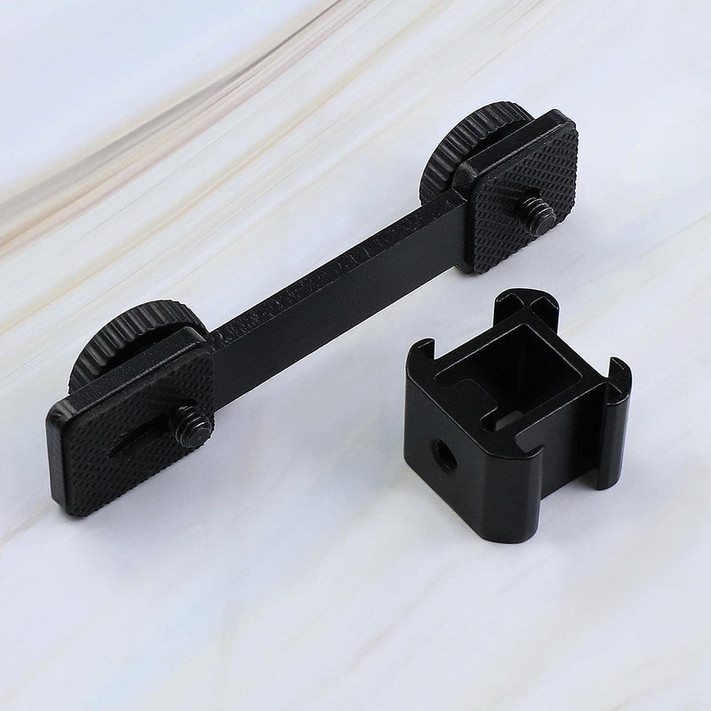 Cold Shoe Mount Adapter Triple Cold Shoe Extension Bar with 1/4inch Screws Black Aluminum Alloy Sport Cameras Monitors DSLRs Stabilizer