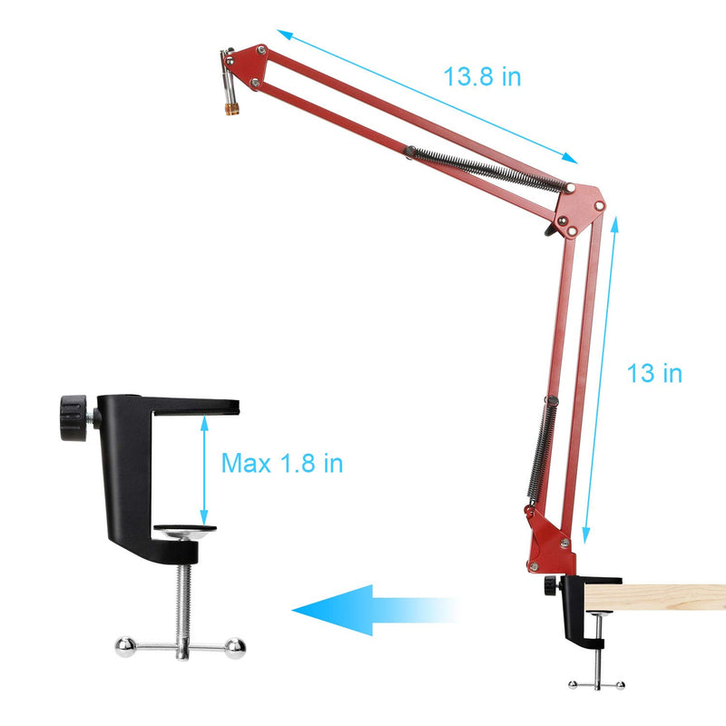[AUSTRALIA] - YOUSHARES Red Mic Stand with Pop Filter - Mic Boom Arm Stand with Foam Cover Windscreen Compatible with Red Blue Yeti and Yeti Pro Microphone 
