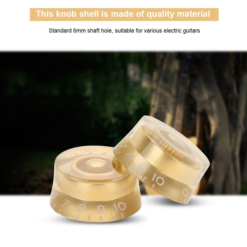 Drfeify Electric Guitars Knobs, 4pcs Guitar Tone Speed Volume Control Knobs Replacement Parts for Les Paul Electric Guitars Gold