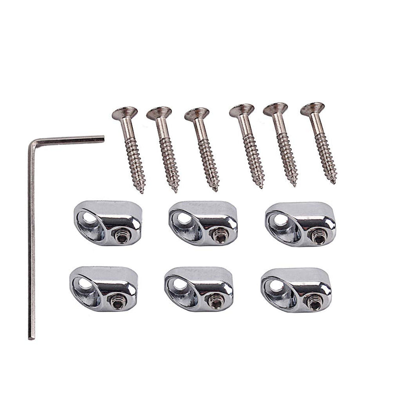 Alnicov Headless Electric Bass Guitar String Nut Set with 1 Wrench 6 Screws for Guitar Parts - Chrome