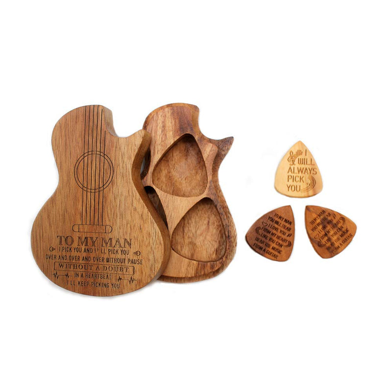 BiJun Guitar Picks, Guitar Picks Acoustic Bass Plectrum Mediator, Musical Instrument Guitar Parts Accessories Personalized Suit, Wooden Any Message Picks Collector Customized (3-PICKS)