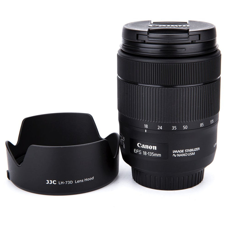JJC Reversible Lens Hood Shade Protector EW-73D Replacement for Canon EF-S 18-135mm F3.5-5.6 is USM (Fits 18-135mm USM Only) & for Canon RF 24-105mm F4-7.1 is STM Lens