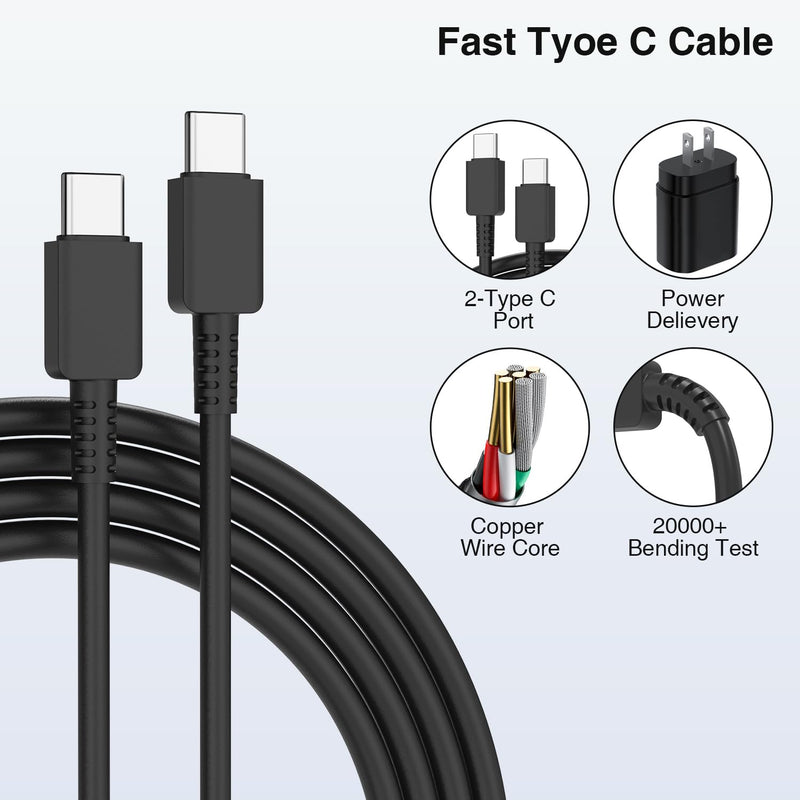 6 Feet USB C to C Charging Cable Cord, Type C to C Fast Charging Cable 6Ft Compatible with Samsung Galaxy Series iPad Pro Laptop and More Type C Enabled Devices