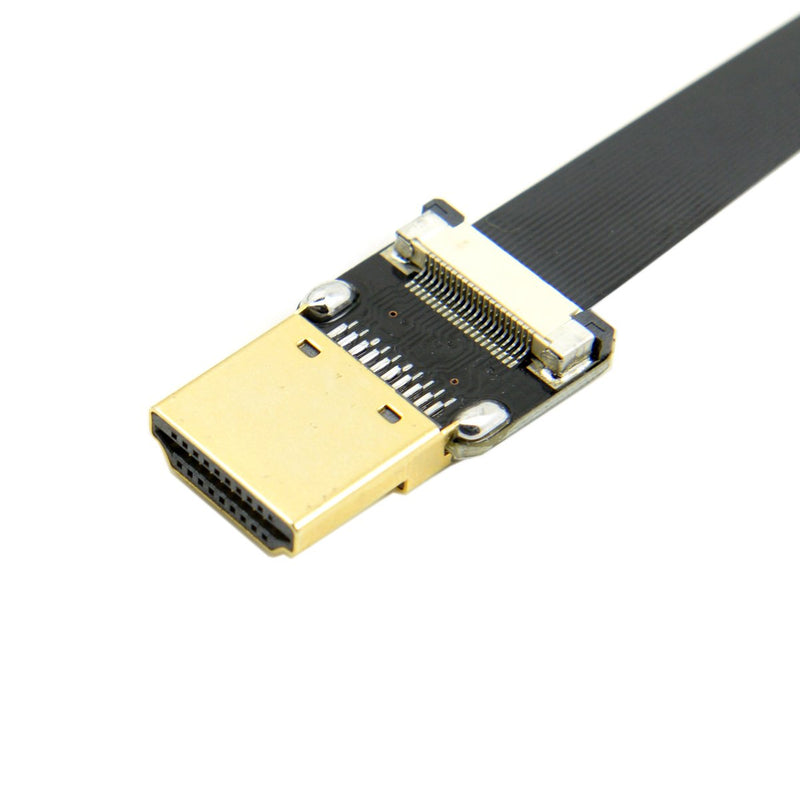 CY 20cm FPV HDMI Male to 90 Degree Down Angled HDMI Male HDTV FPC Flat Cable for Multicopter Aerial Photography 0.2m