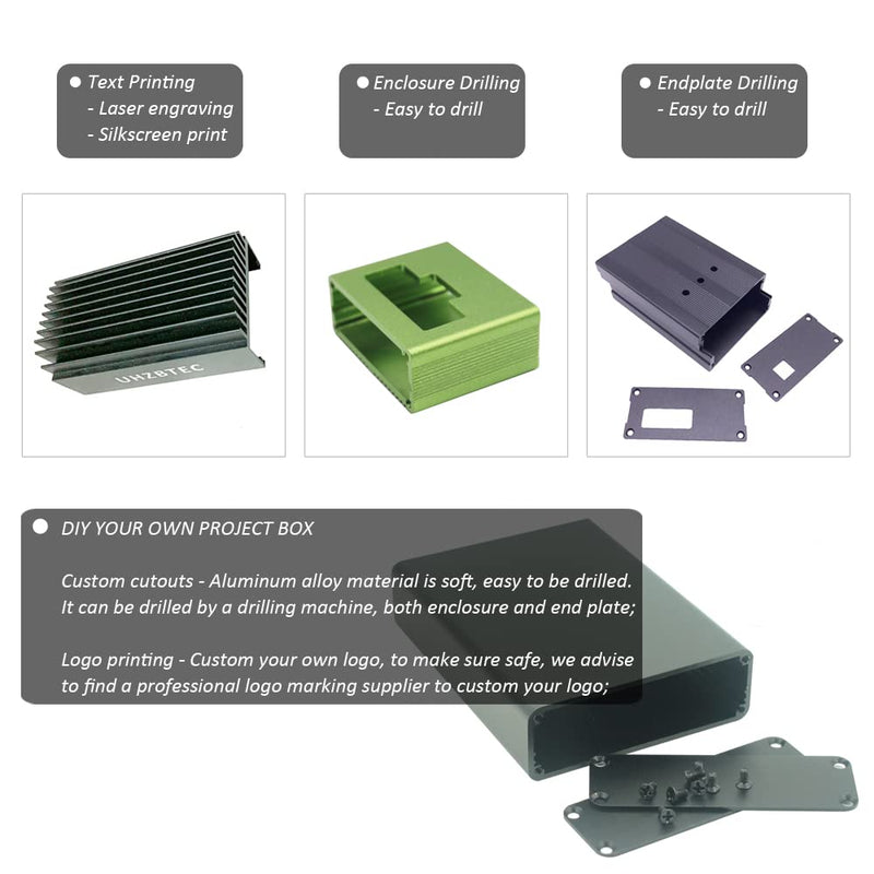 UHZBTEC Tube Type Aluminum Project Electronic Junction Case PCB Housing Box with End Plate 4.33 x 3.3 x 1.1 inch (L x W x H) U-AEE052:110x84x28mm