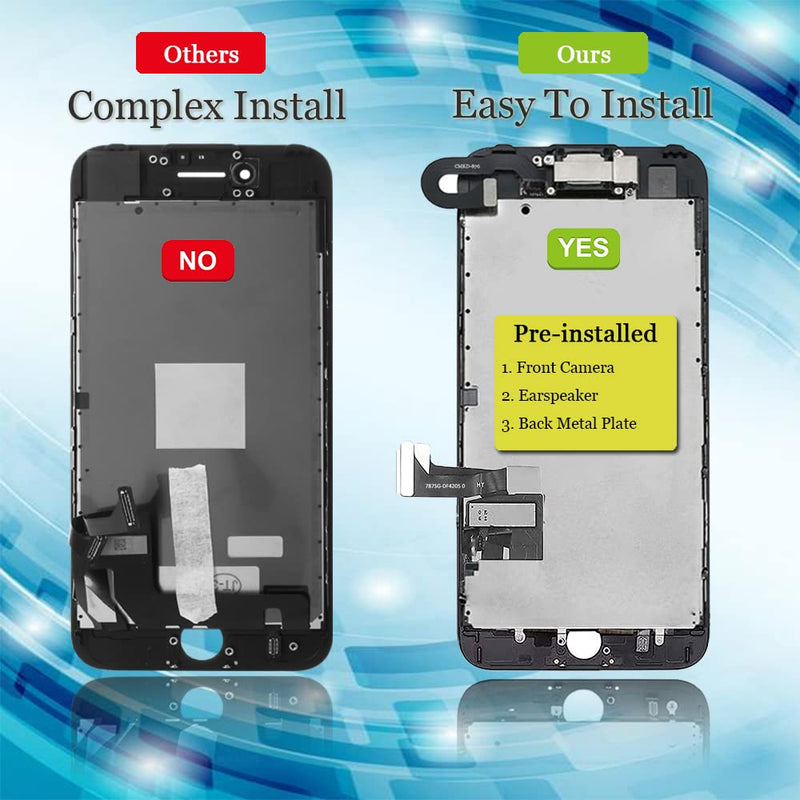 for iPhone 8 SE 2020 LCD Display Replacement Touch Digitizer 4.7 inches Screen Full Set Assembly Front Camera Earpiece Speaker Protector Glass Tools Kit(A1863 A1905 A1906 A2275 A2298 A2296) (Black) Black