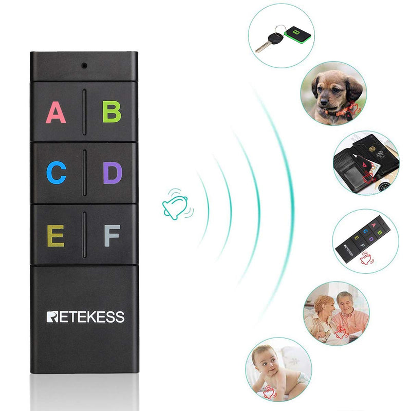 Retekess TH104 Key Finder,Wireless Item Locator,85 dB Beeping Sound,Support Remote Control,131ft Working Range,6 Receivers for Pet,Wallet,Key Tracking