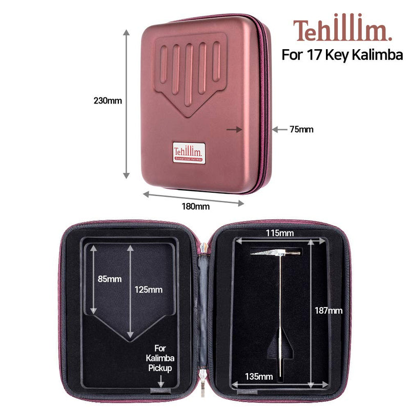 Tehillim Kalimba CASE ONLY, Thumb Piano Case Water-resistant Shock-proof with Gift box for 17 Keys Kalimba Case(Burgundy Color)