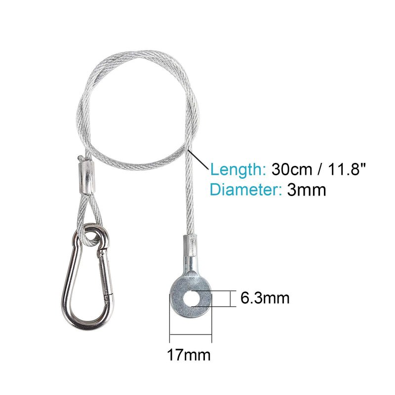 [AUSTRALIA] - 10 Pack Stage Light Safety Cables 66 Pound 11.8" Stainless Steel DJ Lighting Cables (Buckle Ended and 6.3 mm Eyelet Ended) 