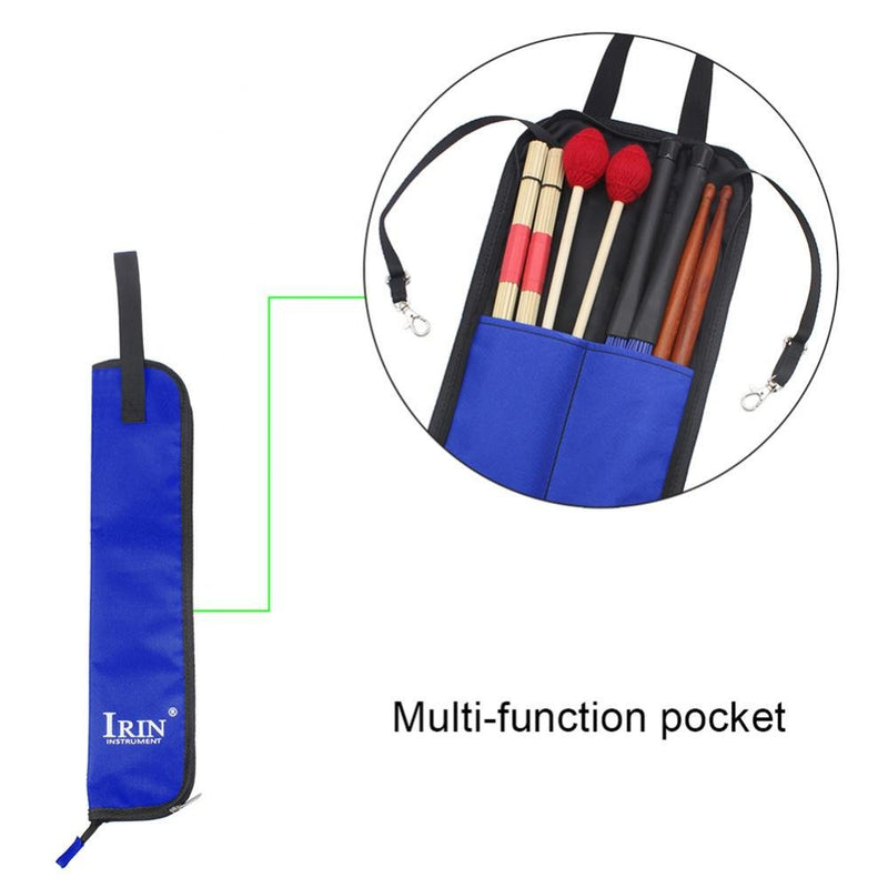Bnineteenteam Drumstick Bag Drum Stick Holder Hanging Bag Portable Drum Stick Storage Case with Handle 5 Colors Blue